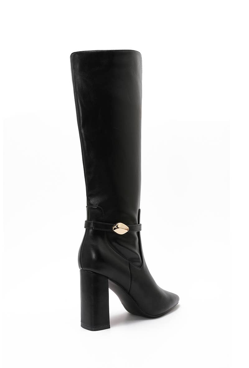 Joia Paris – wholesale Stövlar - Unisex – Eleganta höga stövlar med fyrkantig klack och metalldetaljH8-999H5