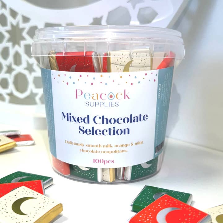 Mixed Chocolate Selection Tub (100pk) for wholesale by Peacock Supplies