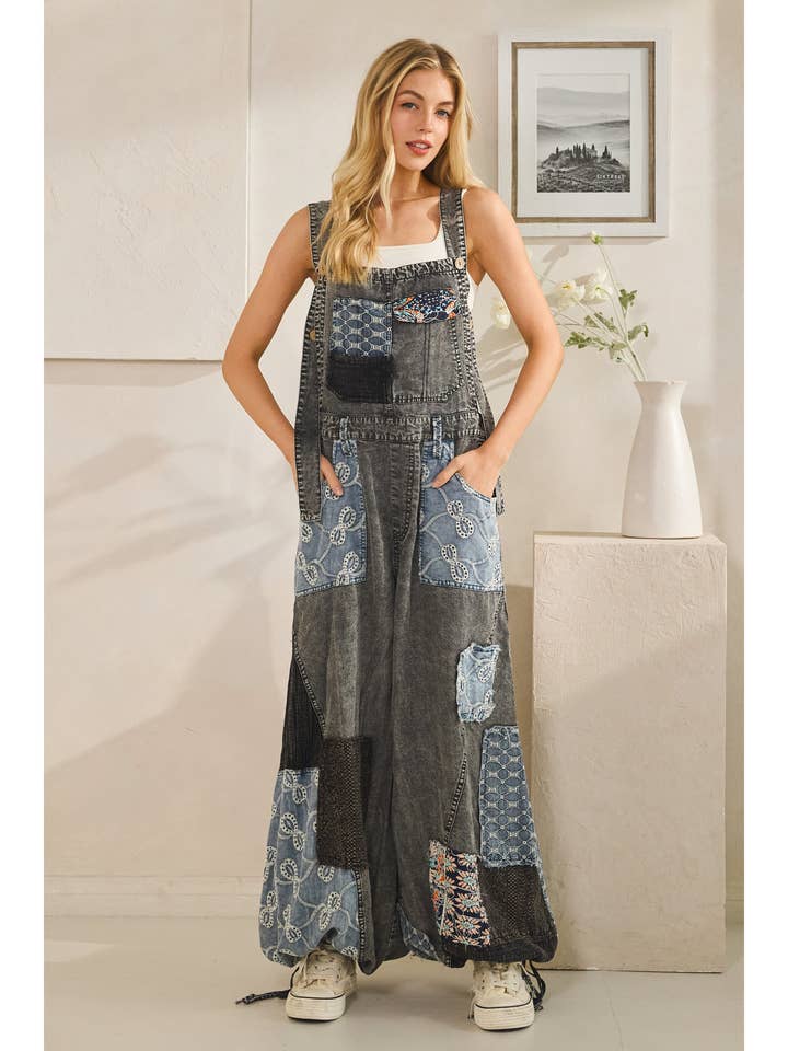 WASHED MULTI PATCHWORK TENCEL OVERALL and other Purchase Wholesale patchwork jumpsuit. Free Returns & Net 60 Terms on Faire trending on Faire.
