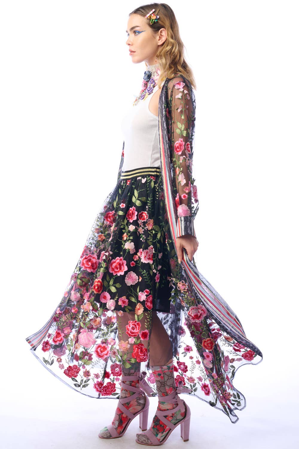 Aratta | Women's Fashion - Wholesale Kimono - Women's - Dark Rose Embroidered Duster10