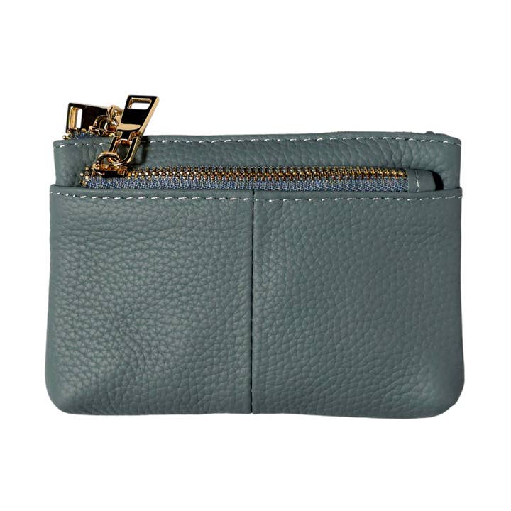 Lædermøntpung i gråblå for engroshandel hos Strathurie