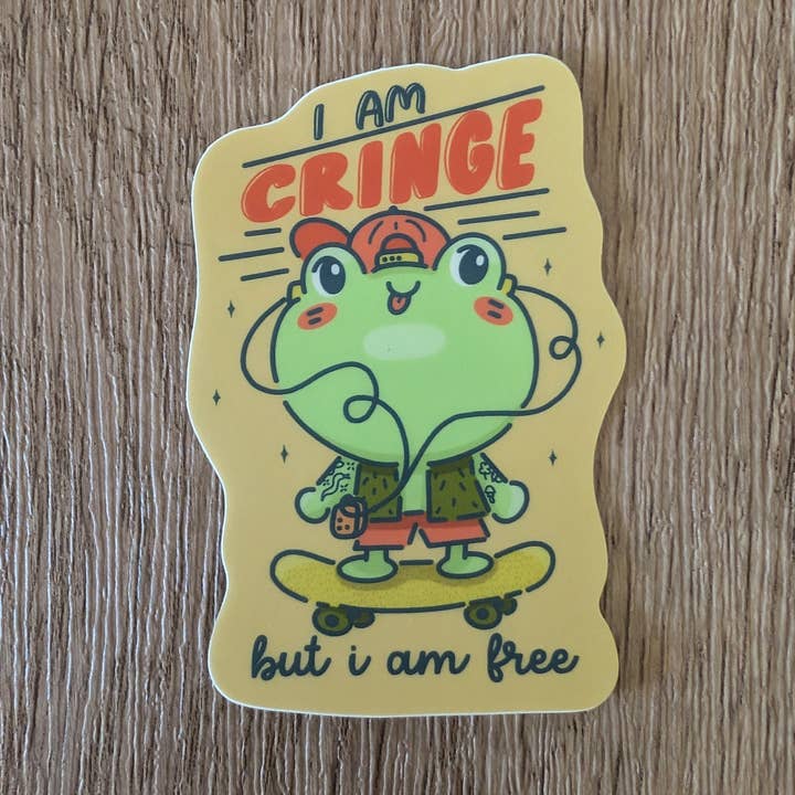 Sadsquatch – Engroshandel Klistermærke – Cringe But Free - Cute Funny Frog Skateboard Vinyl klistermærke