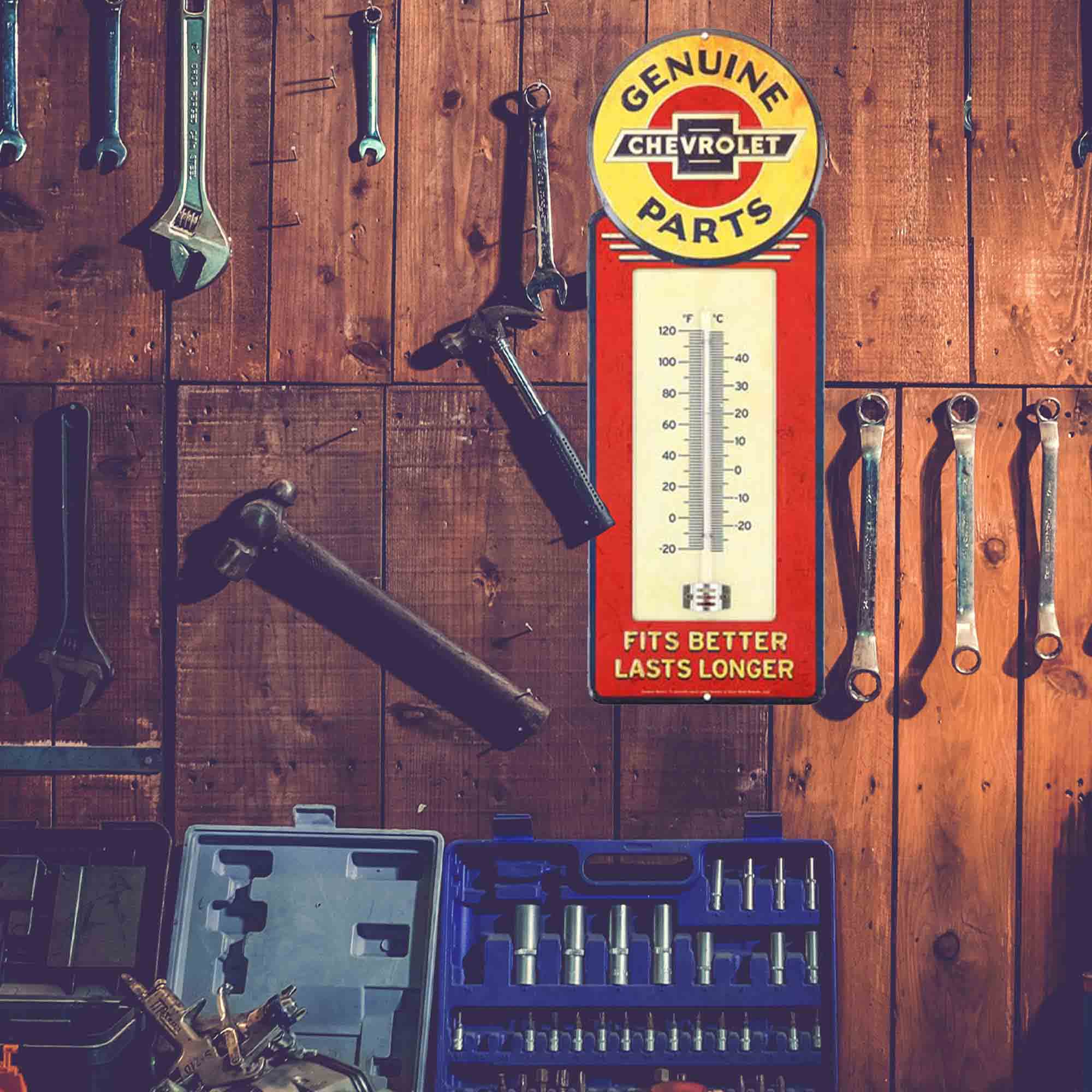 Open Road Brands, LLC - Wholesale Thermometer - Chevrolet Genuine Parts Metal Wall Thermometer4