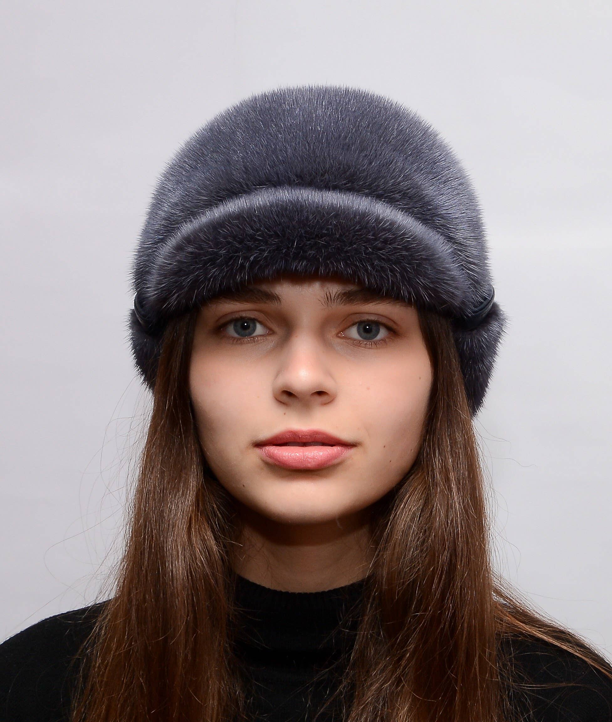 FurStyleUa - Vente Béret – femme - Chapeau en fourrure de vison pour femme, chapeau d'hiver en fourrure russe, véritable chapeau en fourrure.8