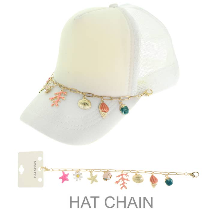 SP Sophia Collection - Wholesale Hat Accessory - Women's - Floral Sealife Theme Charm Trucker Hat Chain 1
