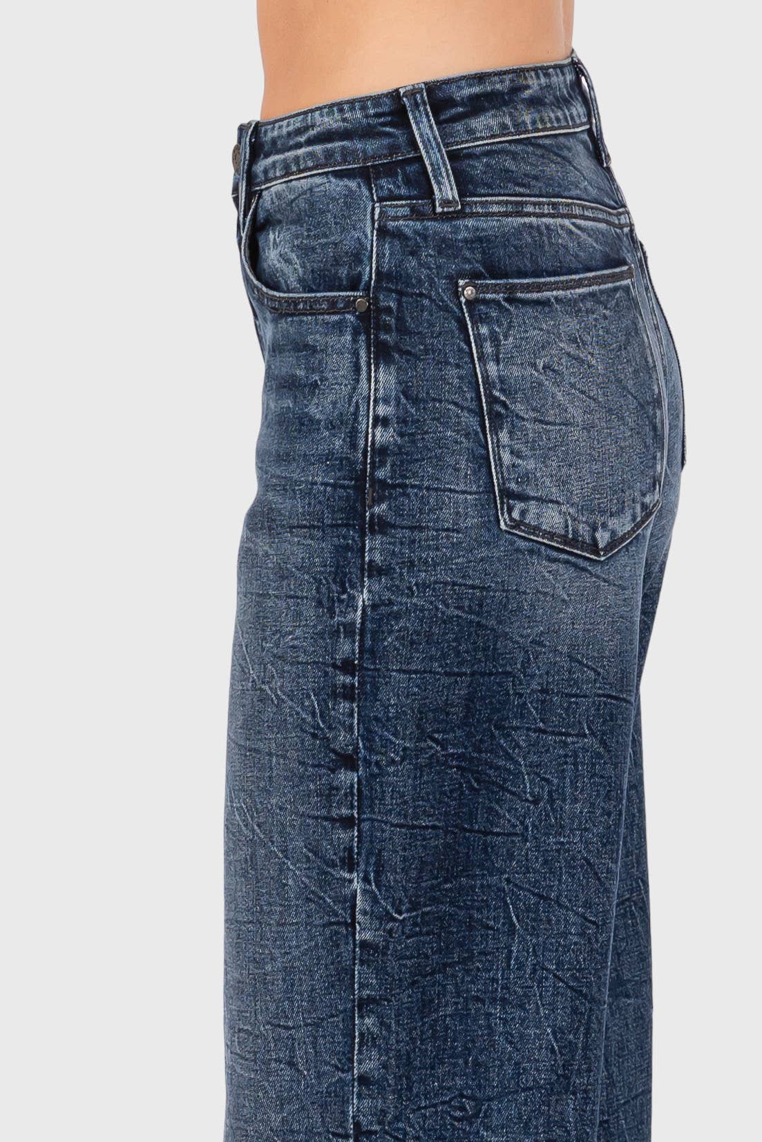 Petra153 - Wholesale Jeans - Women's - P1233W-DM HIGH RISE COMFORT STRETCH WIDE LEG W/ CUFFED HEM10