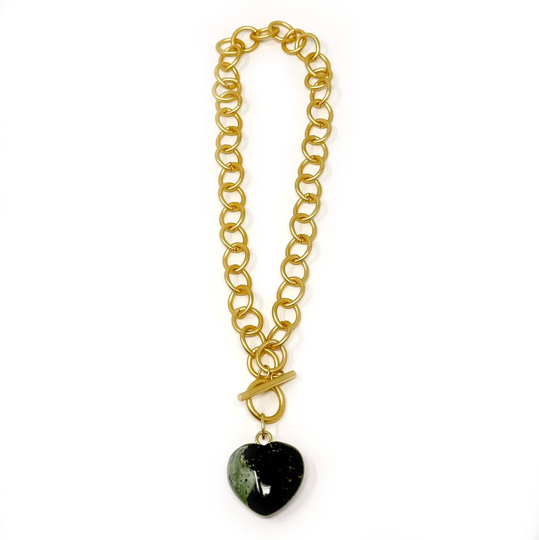 PowerBeads by jen - Wholesale Pendant/Charm Necklace - Heart & Soul Forest Jasper Heart with Circle Loop Toggle Necklace1