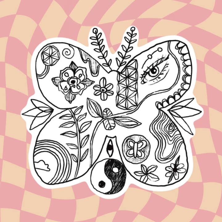 Vinyl klistermærke - Doodle Moth for engroshandel hos Emmarose Heath Art