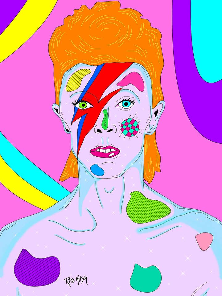David Bowie - illustration av Rita Kitsch för wholesale av Janolo