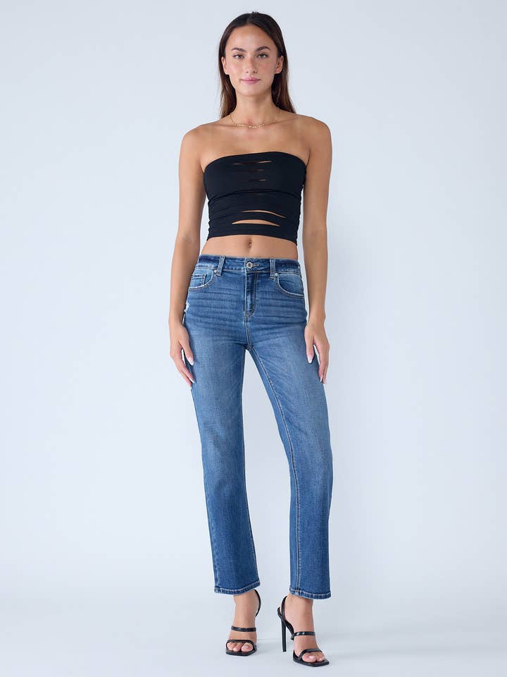 OPEN PACK High Rise Classic Straight Jeans WEP3581 for wholesale by ENJEAN