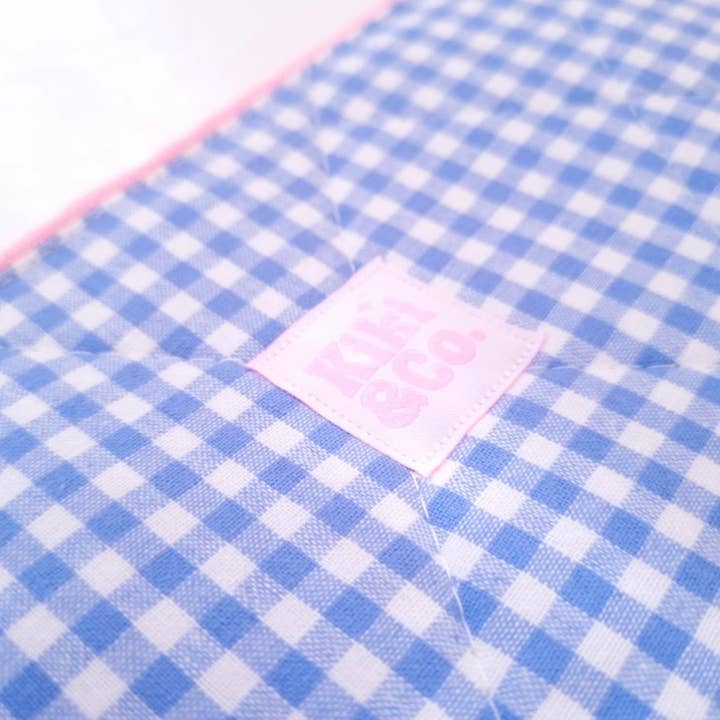 Kiki & Co. - Wholesale Book cover - Quilted Book Sleeve - Blue Gingham1