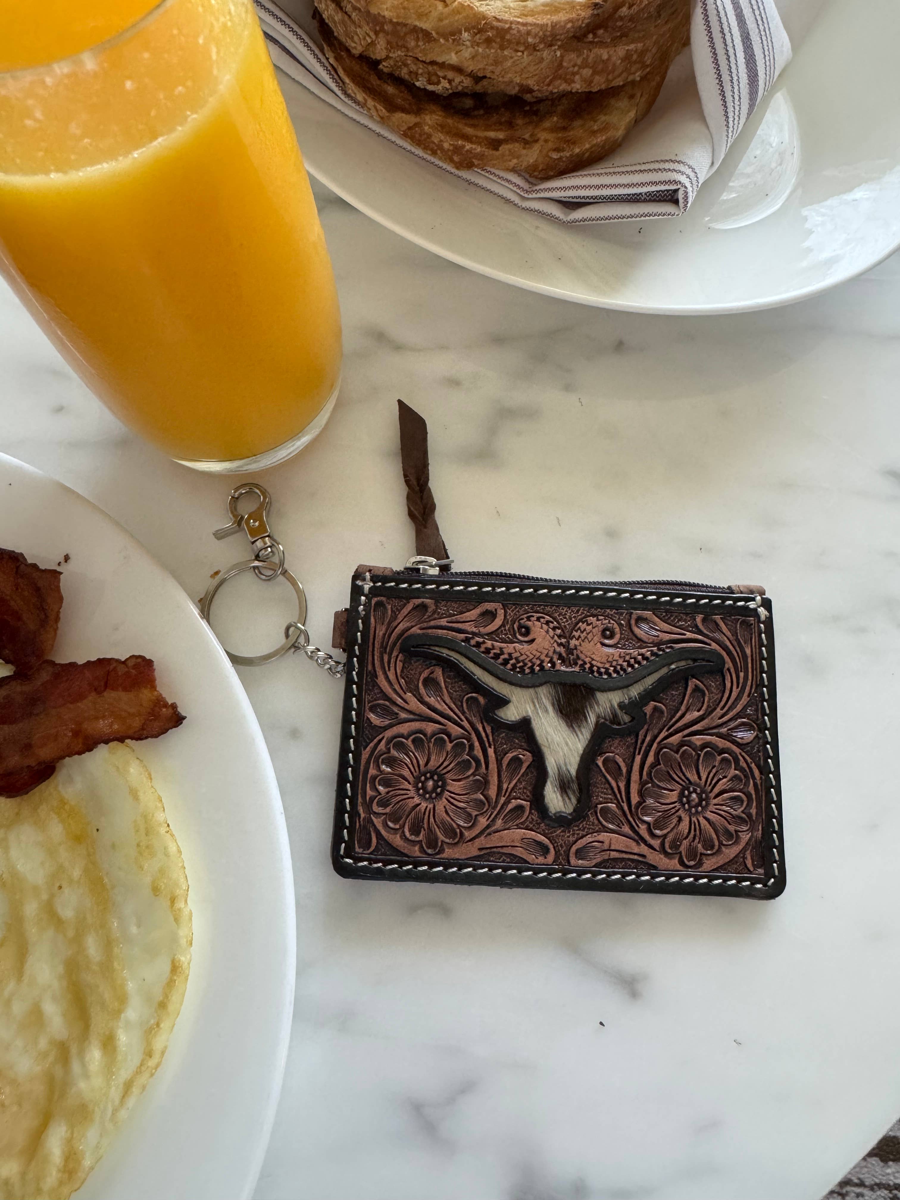 Boho Ranch Shop - Wholesale Wallet - Women's - Longhorn Freebird Western Cowhide Leather Keychain Wallet6