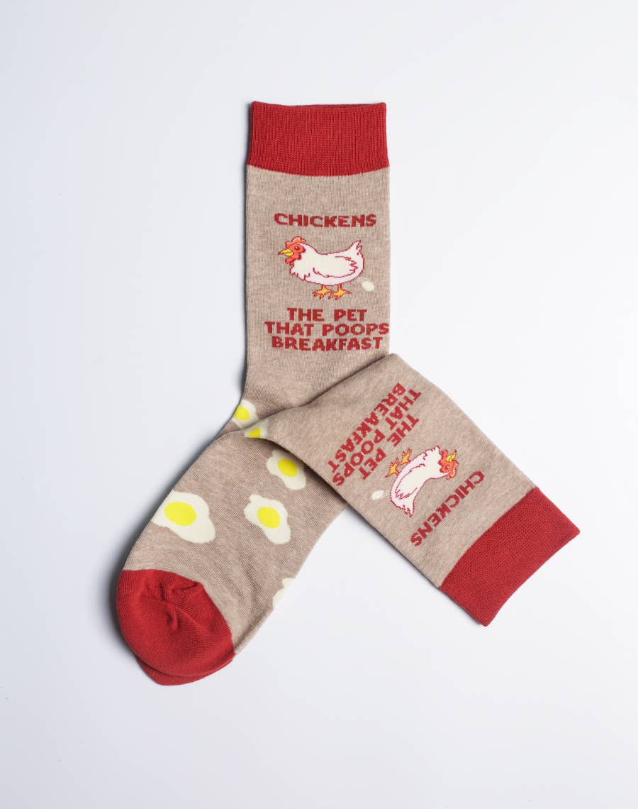 Just Fun Socks - Wholesale Socks - Women's - Women's Chickens The Pet That Poops Breakfast Crew Socks