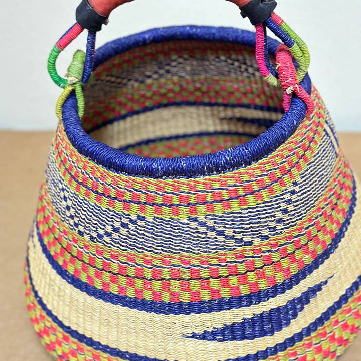 The African Home Goods - Wholesale Basket - Ghana Pot Basket Purple & Earth tone - diameter: 16"-18"; de7