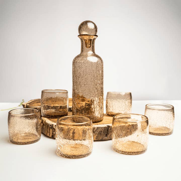 Set of 6 Lella glasses in cracked blown glass  and other Purchase Wholesale gläser. Free Returns & Net 60 Terms on Faire trending on Faire.