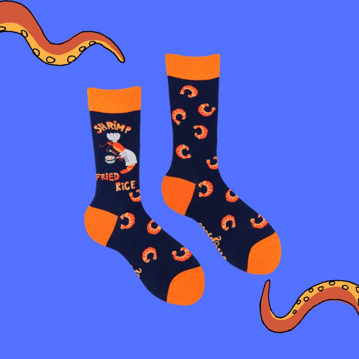 BLUE Shrimp Fried Rice Socks for wholesale on Faire2