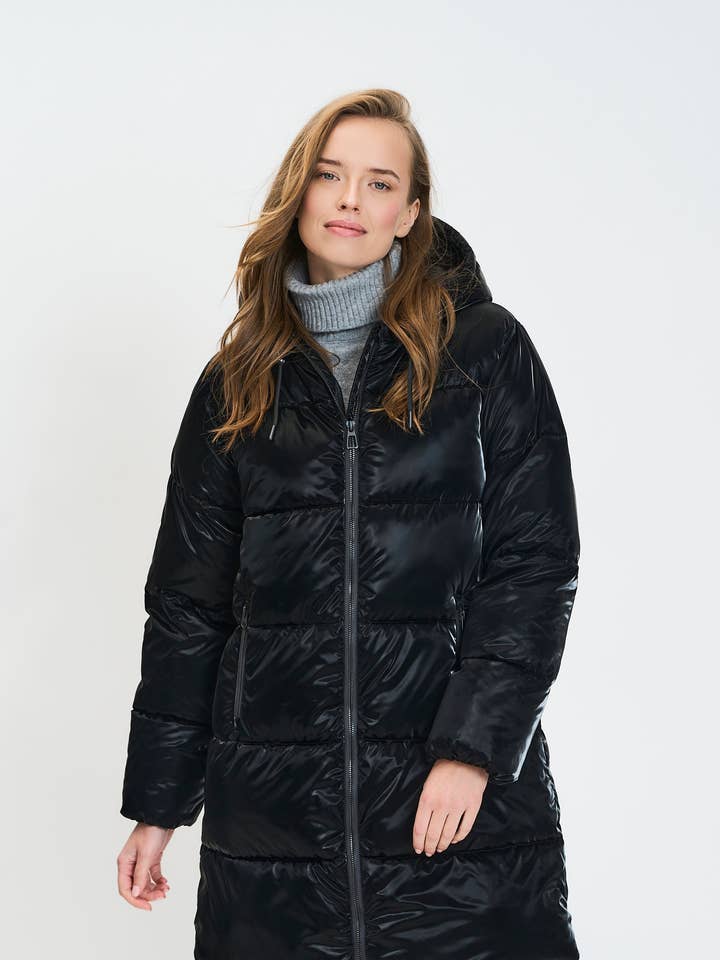 Women Midi Length Velvet Feel Puffer Jacket (XS-XL) for wholesale by Minoti sp. z o.o.