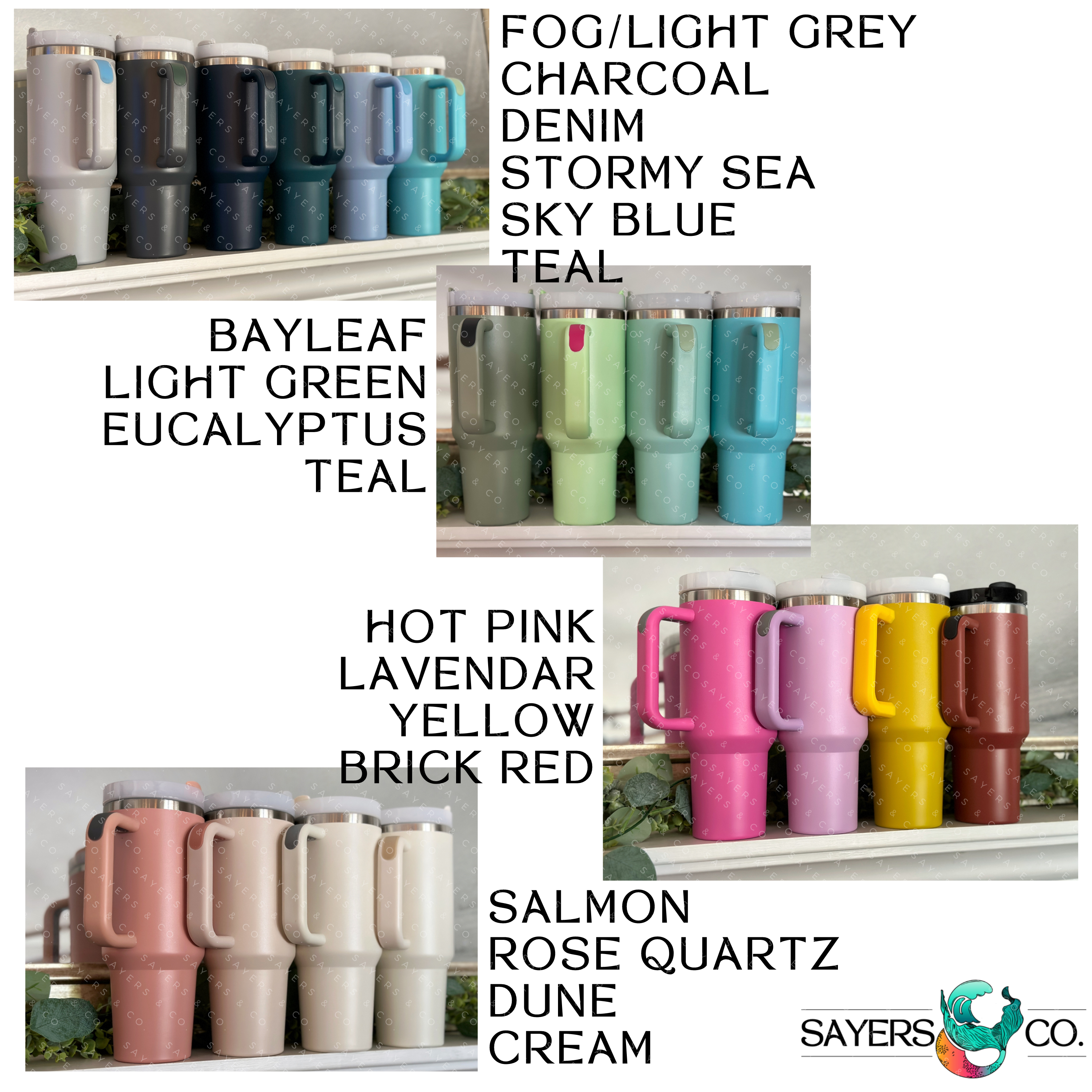 Sayers & Co. - Wholesale Insulated Mug/Tumbler - CUSTOM DECAL LOGO- 40 oz Double Walled Screw Matte Tumbler1