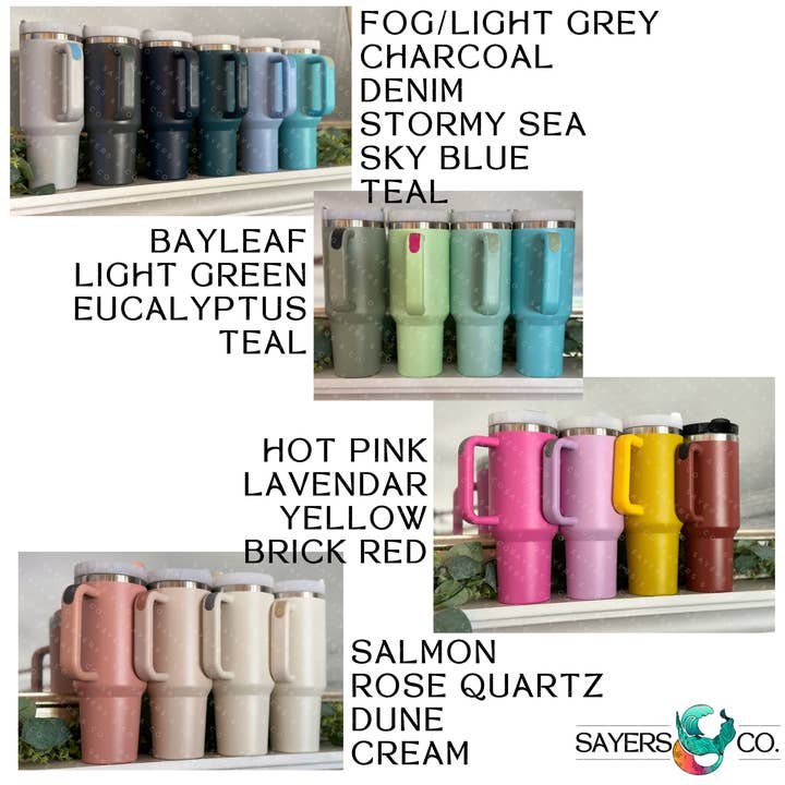 Sayers & Co. - Wholesale Insulated Mug/Tumbler - CUSTOM DECAL LOGO- 40 oz Double Walled Screw Matte Tumbler1