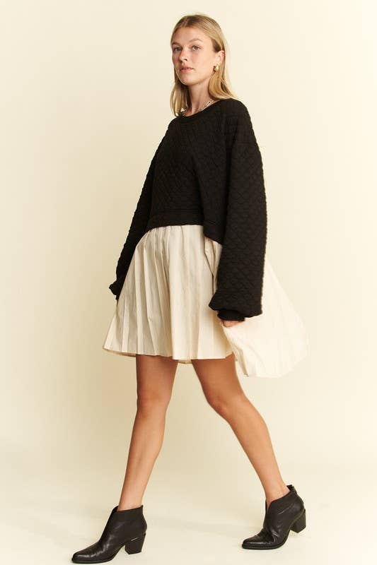 JADE BY JANE – Großhandel Kleid – Damen – LANGÄRMLIGES PLISSEE-ROCKKLEID AUS BAUMWOLLE2