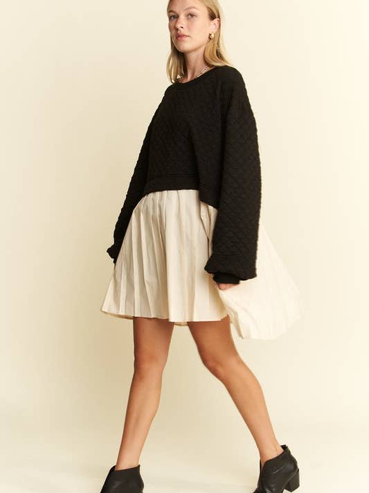 JADE BY JANE – Großhandel Kleid – Damen – LANGÄRMLIGES PLISSEE-ROCKKLEID AUS BAUMWOLLE2