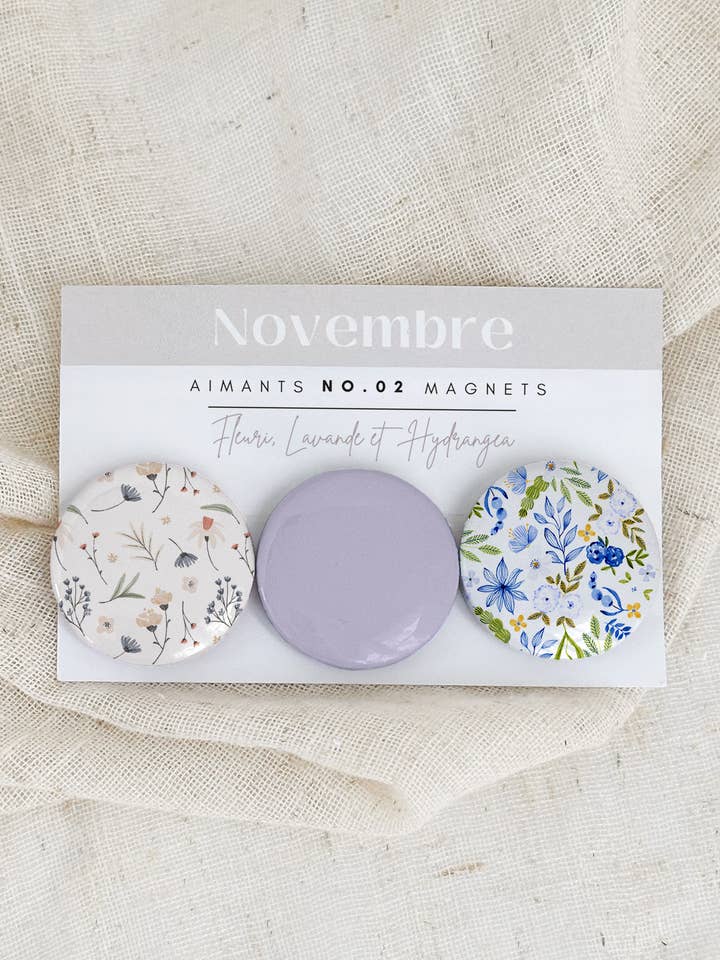 Set of Magnets No.02 Floral, Lavender and Hydrangea for wholesale by Novembre Boutique
