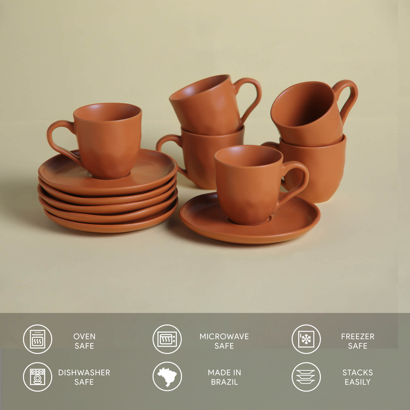 Brown Organic Expresso coffee cup and Saucer 4.06 Oz Terracotta for wholesale on Faire2
