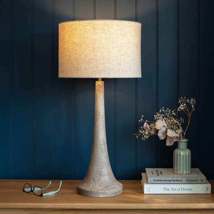 Arthur Cameron - Wholesale Accent/Desk Lamp - Backwell Sandblasted Medium Table Lamp, with Cream Linen Shade1