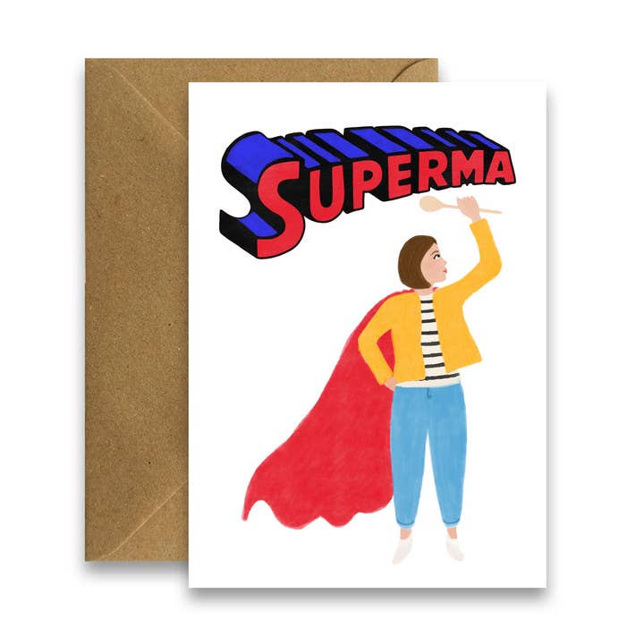 Superma - Grappige Ierse Moederdagkaart voor wholesale door By Claire Schorman