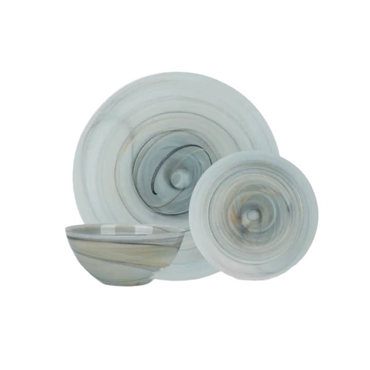 Lainy Home - Vente Service à vaisselle - Pack de 4 vaisselles Tropez Alabaster Taupe1