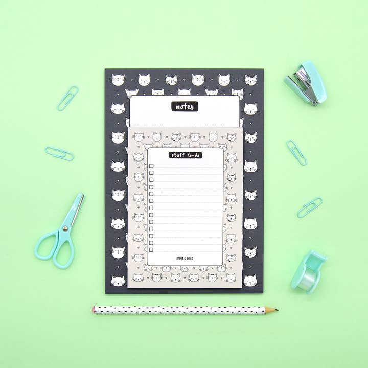 Cat Pattern Notepads Twin Pack for wholesale by Inky in the Wild