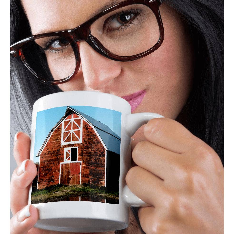 3dRose – Engroshandel Kaffekrus – 3dRose, En stor rød lade lavet i et digitalt fresko-look, Krus9