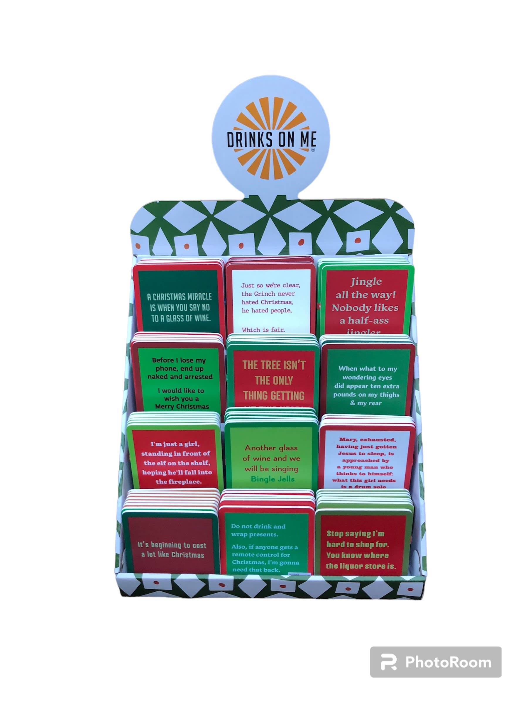 Drinks on Me - Vente Présentoir – papeterie et articles fantaisie - Présentoir de Sous-Verres de Fête | Convient à 12 Styles *PRÉSENTOIR UNIQUEMENT0