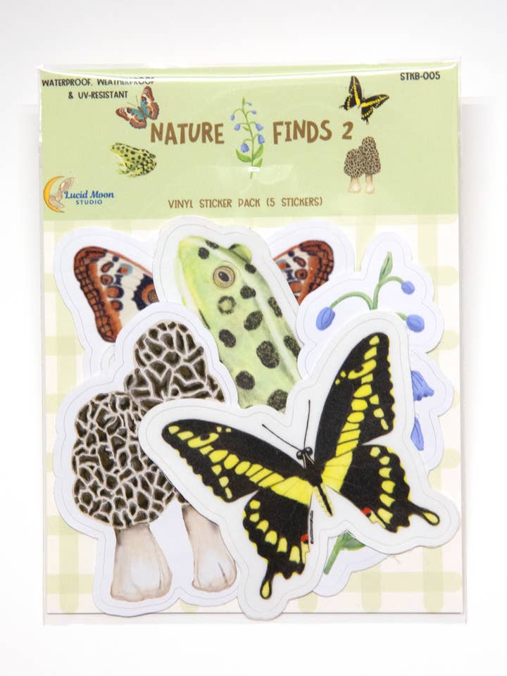 Nature Finds 2 Klistermärkespaket | 5 Klistermärken för wholesale av Lucid Moon Studio, LLC