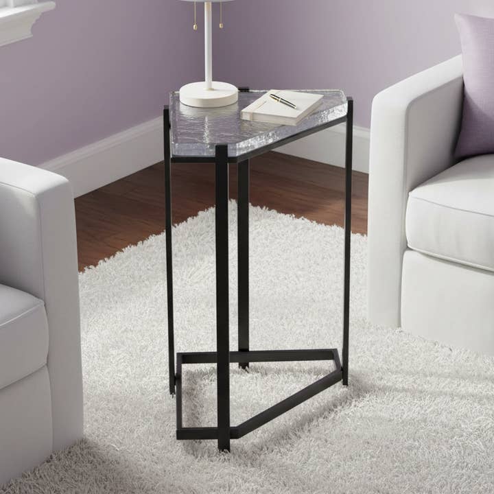 Pillar - Black Iron + Clear Glass Side Table for wholesale by Interio Home