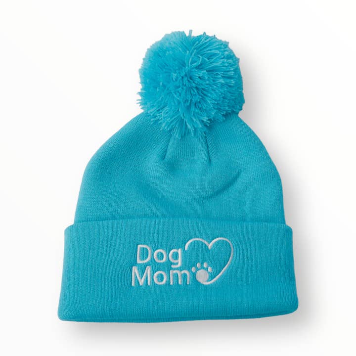 Bonnet à pompon Dog Mom - Bleu pour la vente par Zelda & Harley | The Dog Mom Store