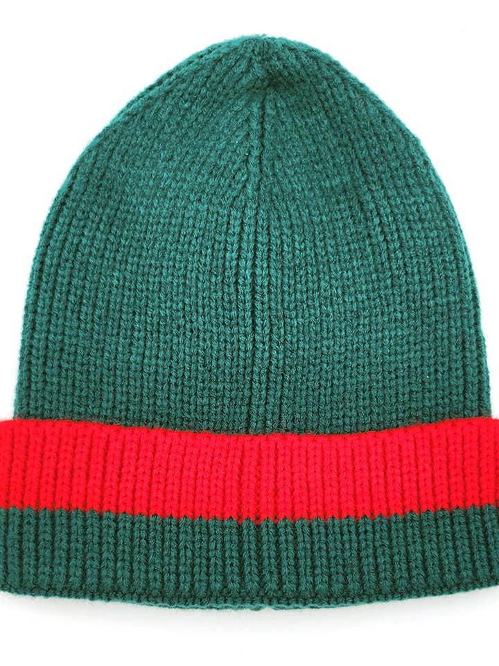 Berretto lavorato a maglia con ripiegamento rosso e verde per la vendita all'ingrosso da parte di anbfashion