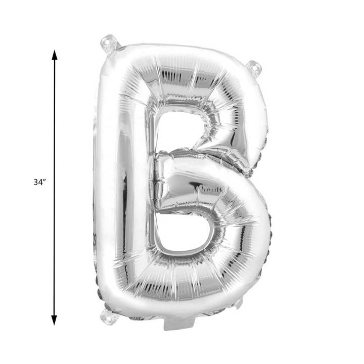 Mylar Balloon Letter B - Silver 34" for wholesale by Portofino International Trading, USA