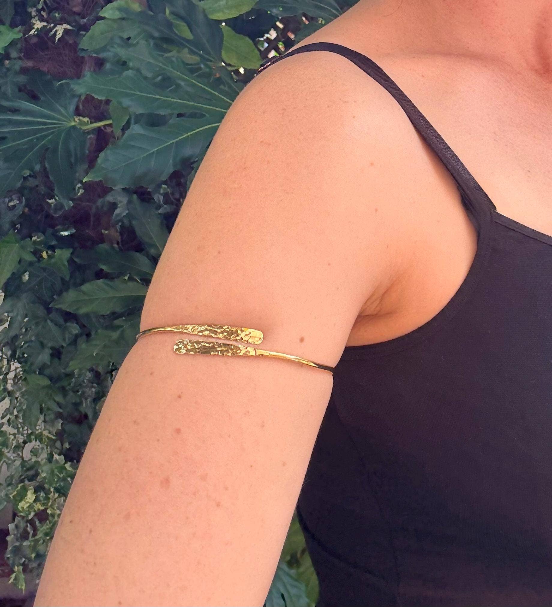 Kaali Boutique - Wholesale Cuff Bracelet - Hammered Brass Arm Bracelet / Boho / Tribal / Spiral / Bangle/ Ethnic / Rustic / Bohemian / Hippie / Body jewellery / Psy / Adjustable1