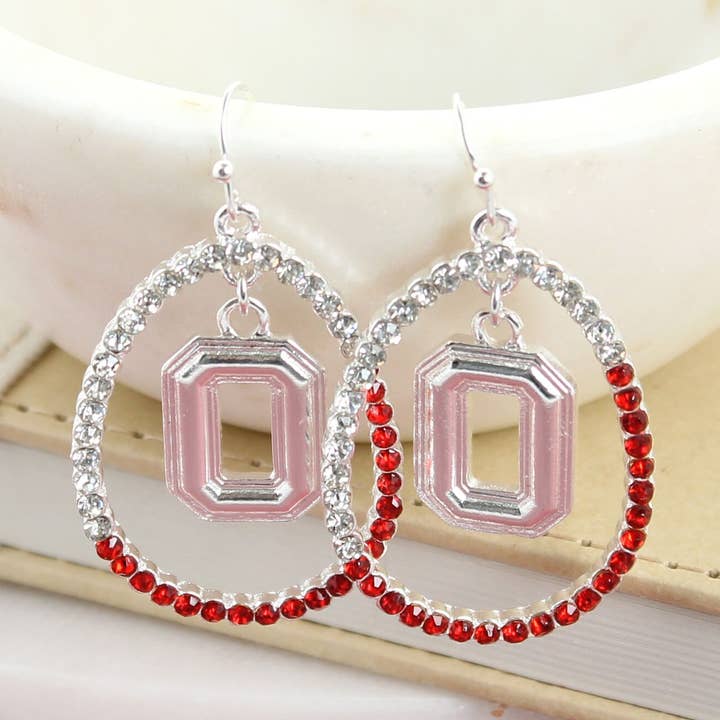 Ohio State Crystal Loop Earrings for wholesale by Seasons Jewelry