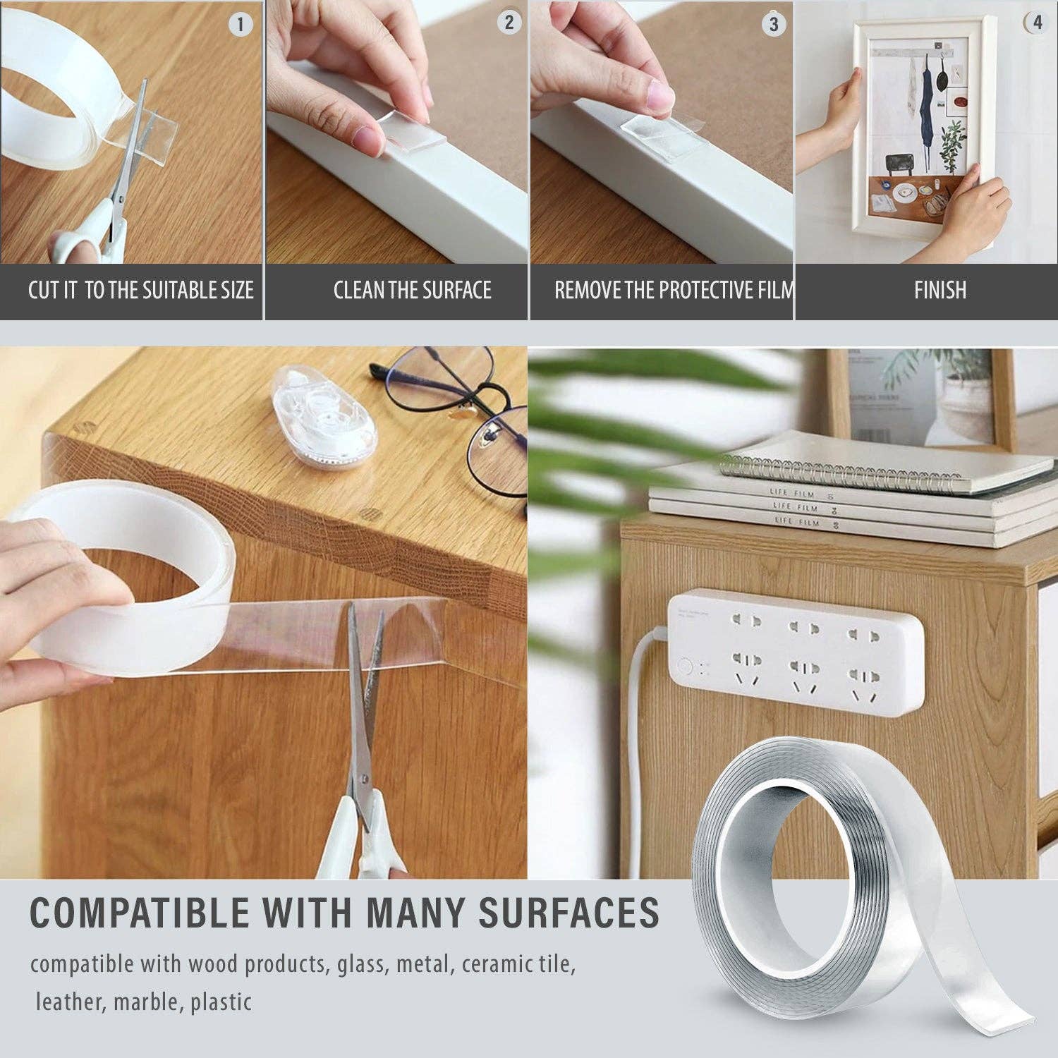 Ledsone - Wholesale Tape - 2 Pack Nano Double Sided Waterproof Transparent Removable Tape~52116