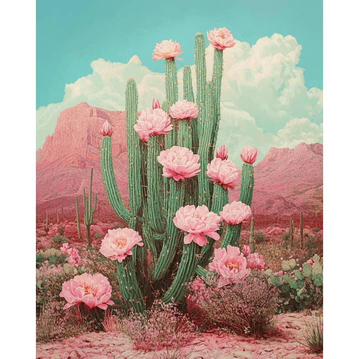 Mowbi - Wholesale Art Print - Blooming Cactus - Western and Southwestern Art Prints – 8″x10″ Artwork for 11″x14″ Frame