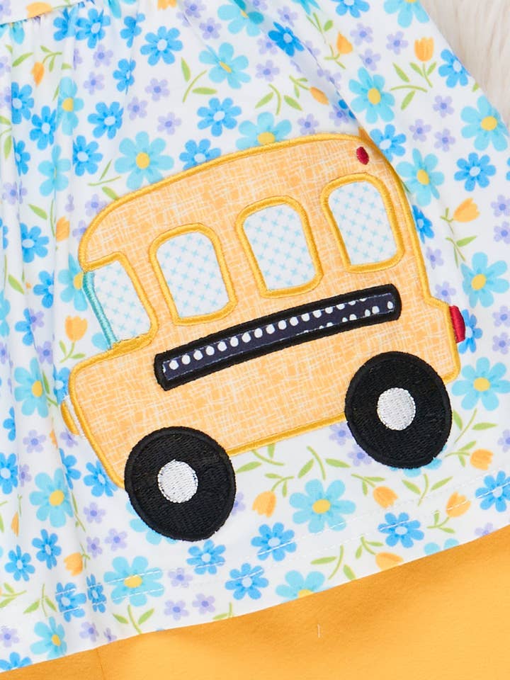 Marie Nicole Clothing - Wholesale Top & Short Set - Kids - Floral Embroidered Bus Route Ruffle Outfit2