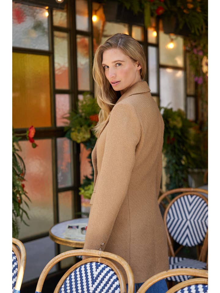 Attentif Paris - Wholesale Blazer - Women's - Mid-length fitted double-breasted jacket with wool10