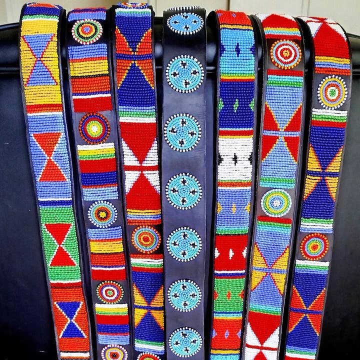 African Craft Collection - Wholesale Belt - Unisex - Handmade Maasai Beaded Leather Belt – Unisex