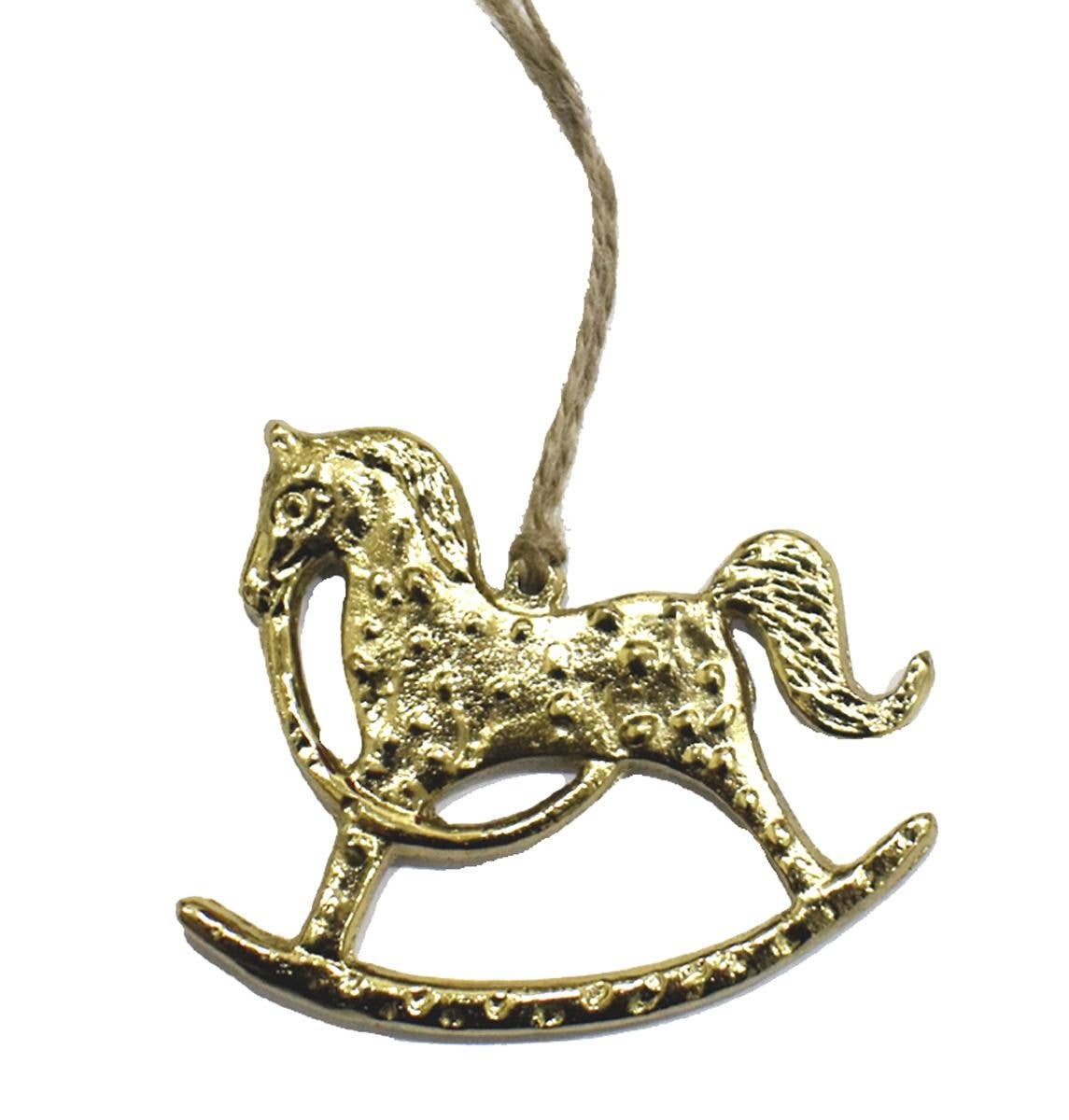 Status Collections - Wholesale Ornament - 10cm Brass Rocking Horse