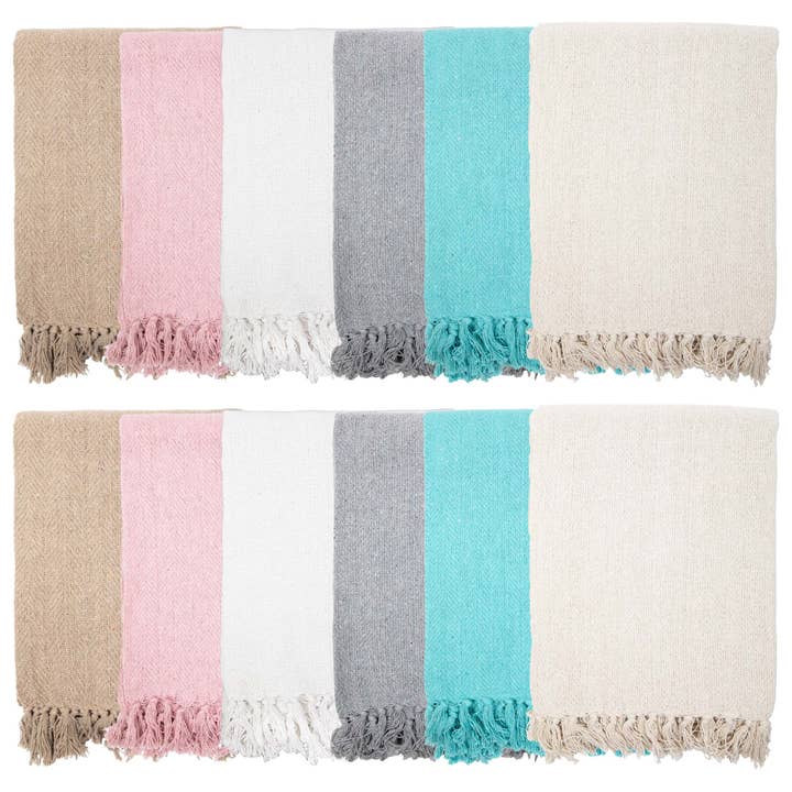 Arkwright Home - Wholesale Throw Blanket - Cotton Herringbone Throw Blanket - Color options