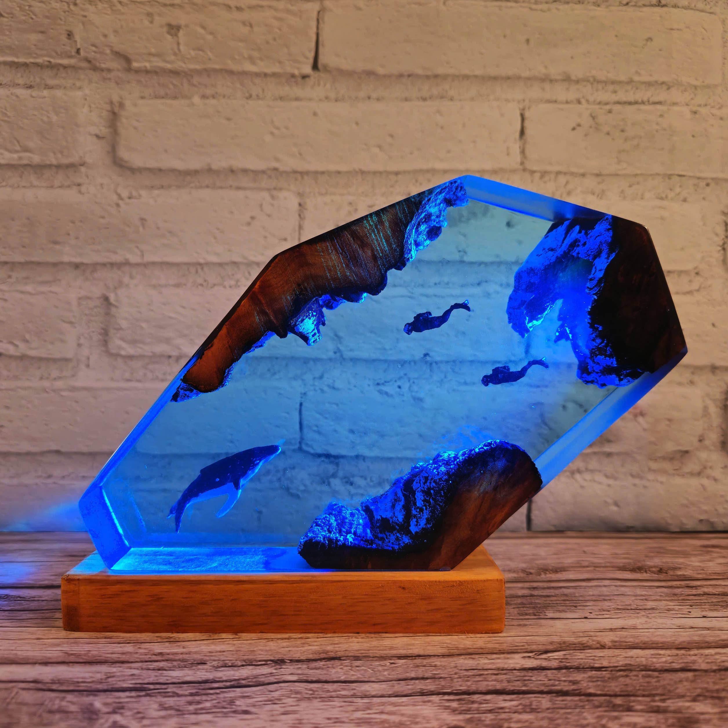 Merchemy - Wholesale Night Light - Custom Shark and scuba resin lamp, Scuba Driver Epoxy Lamp7