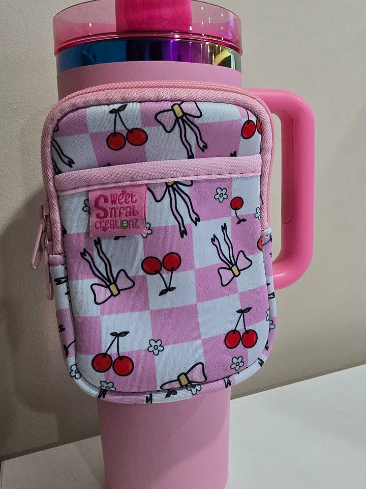 Tumbler Pouch- Coquette Cherry Bow for wholesale by Sweet 'n' Fab Creationz