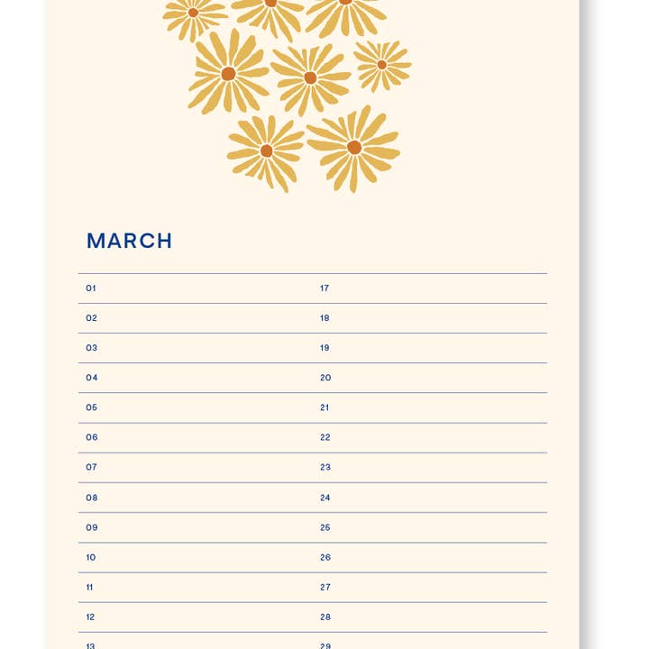 A-Journal Stationery - Wholesale Calendar - Fabrique Verjaardagskalender - Flora